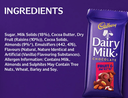 Cadbury Fruit & Nut Chocolate Bar thumbnail 3